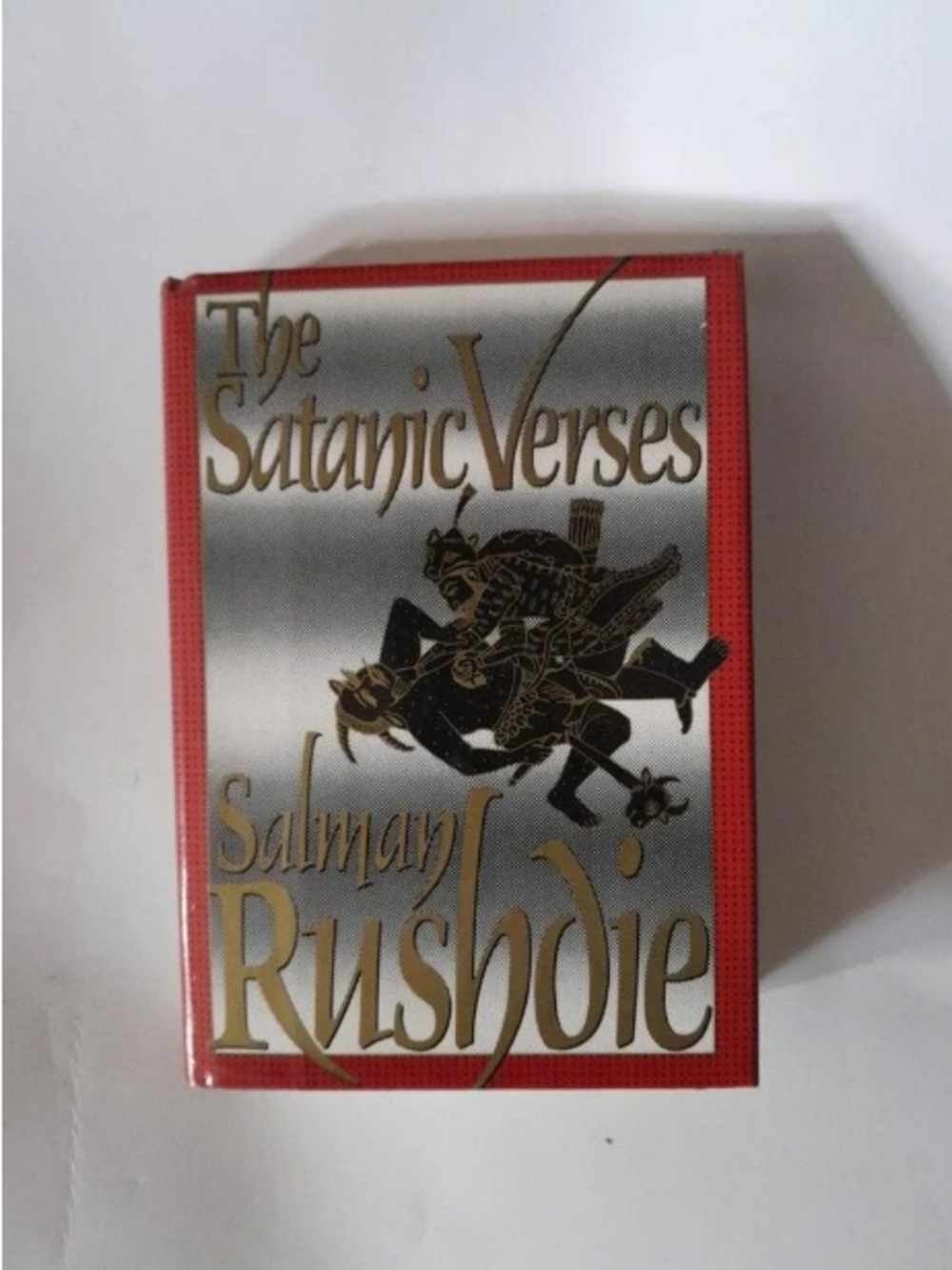 Red and Gold Decorative Wall Art Print - The Satanic Verses Cover